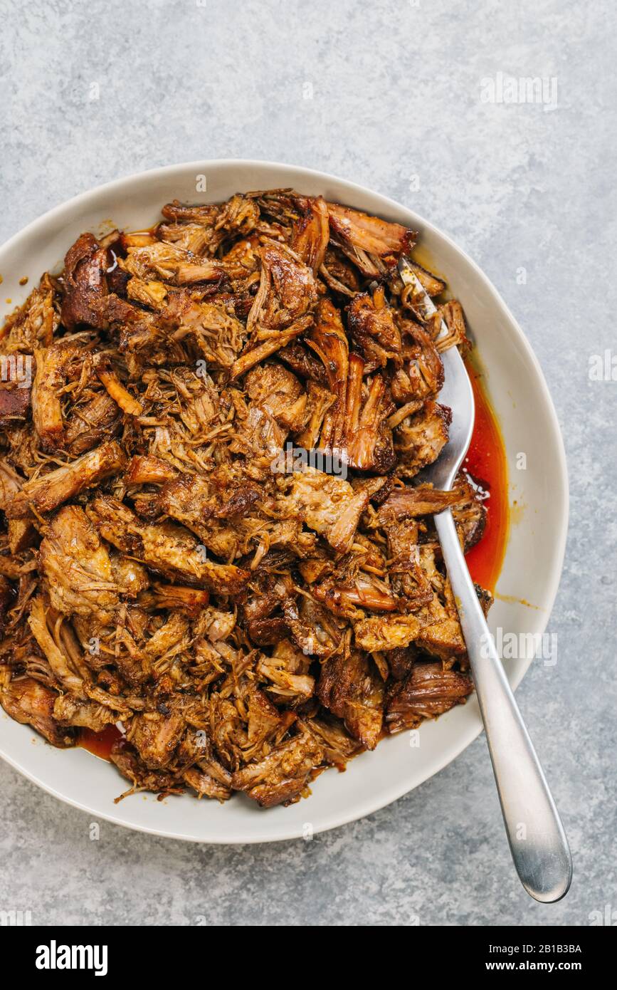 Moist dry rubbed pulled pork Stock Photo Alamy