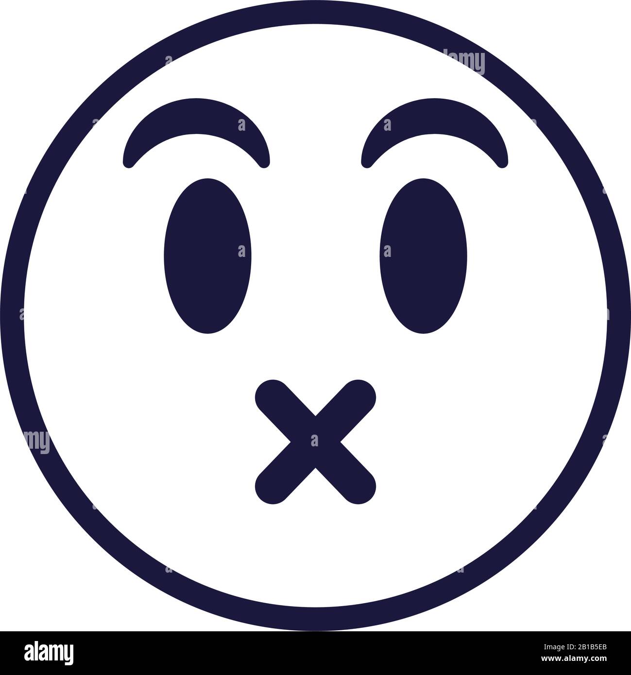 Lips sealed emoji face flat style icon design, Cartoon expression cute