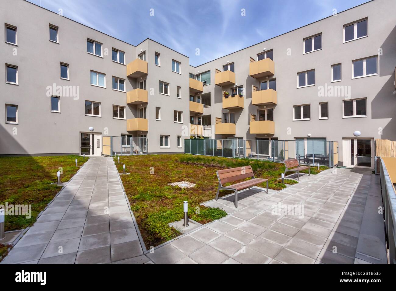 A large brick building with. Czech Republic, city Hradec Kralove Stock ...