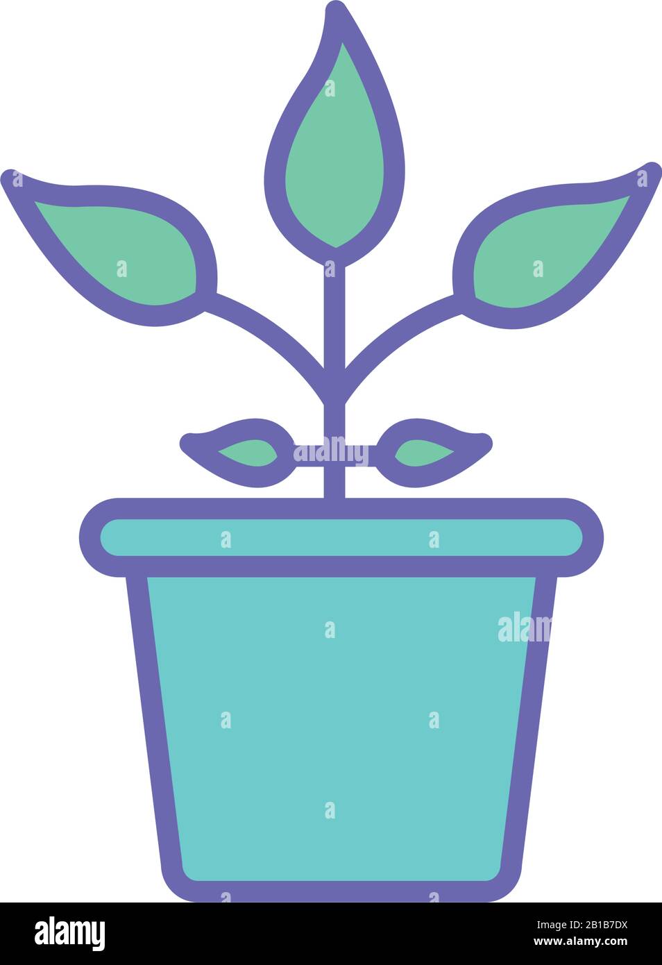 Isolated plant inside pot line and fill style icon vector design Stock ...