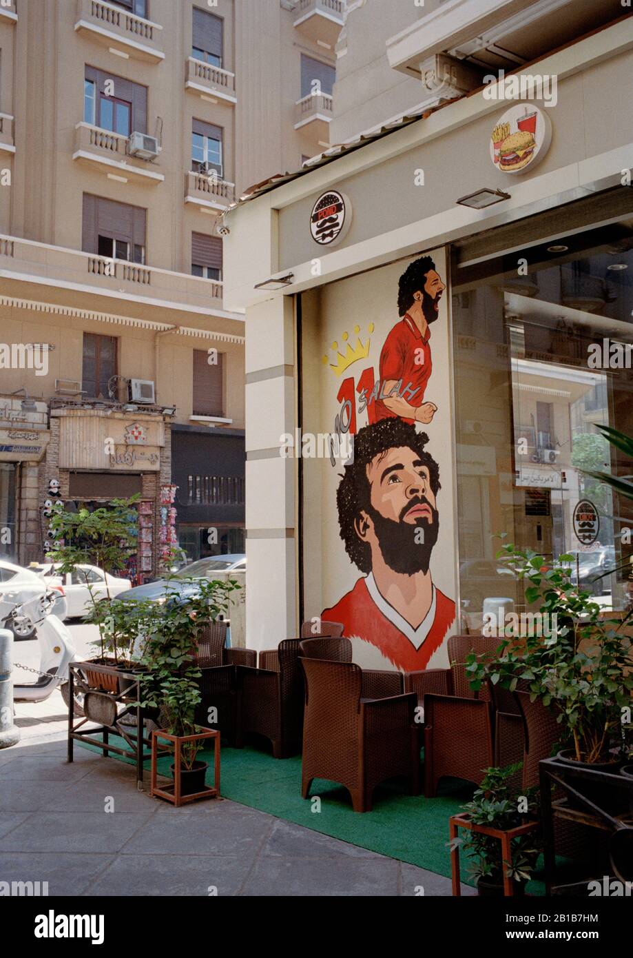 Liverpool footballer Mohamed Mo Salah in Central Cairo in Egypt in North Africa. Stock Photo