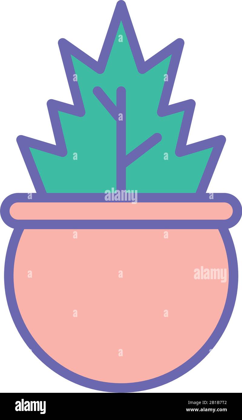 Isolated plant inside pot line and fill style icon vector design Stock ...