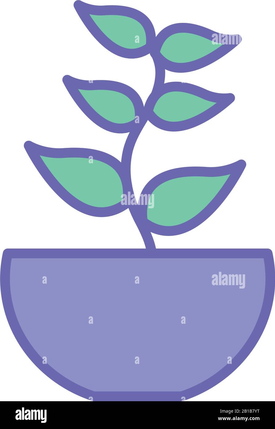 Isolated plant inside pot line and fill style icon vector design Stock ...
