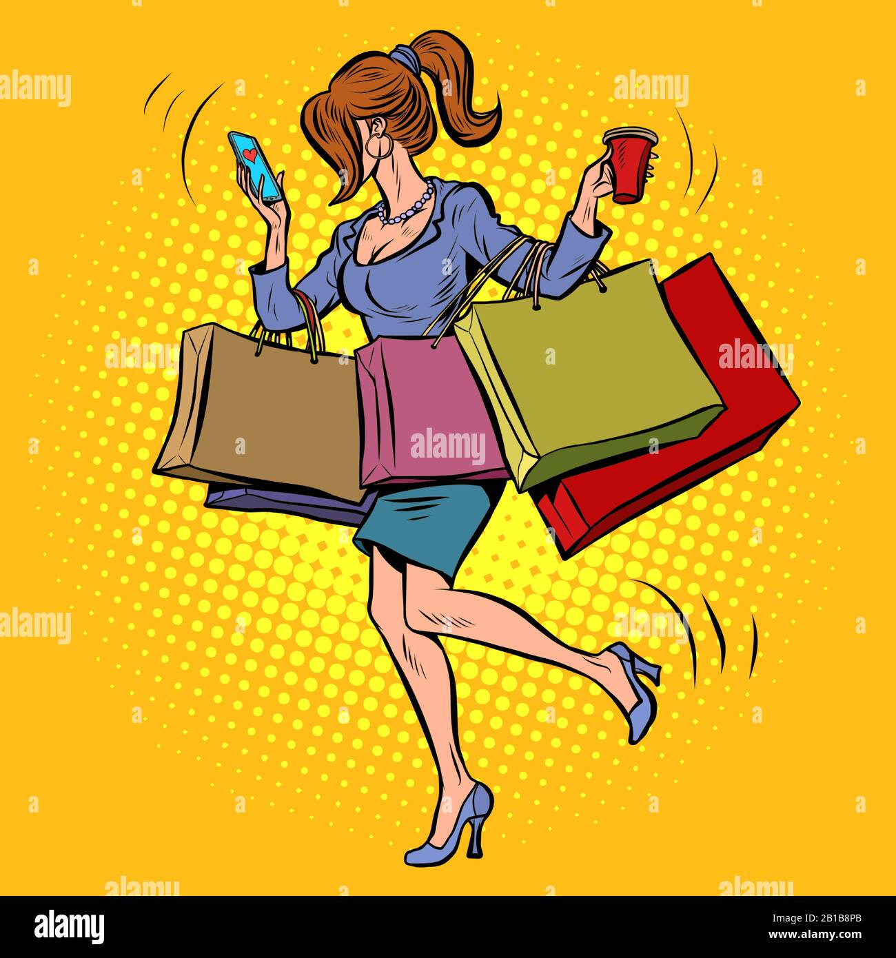 Business Woman With Shopping Stock Vector Image Art Alamy