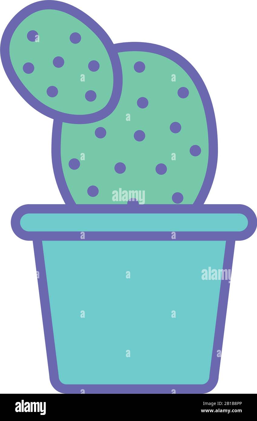 Isolated cactus inside pot line and fill style icon vector design Stock ...