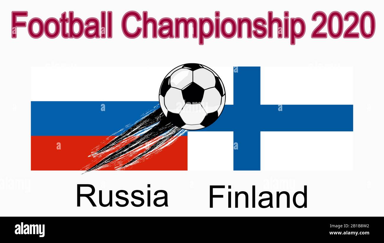 2020 European Football Championship, banner, web design, match between Russia and Finland Stock Vector