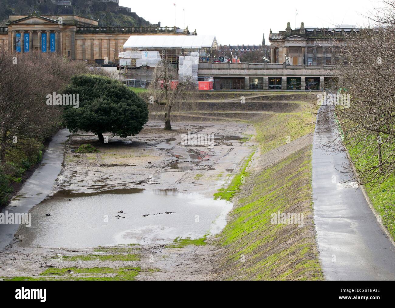 Edinburgh's Princes Street Gardens after the Christmas and New Year festivities. Stock Photo