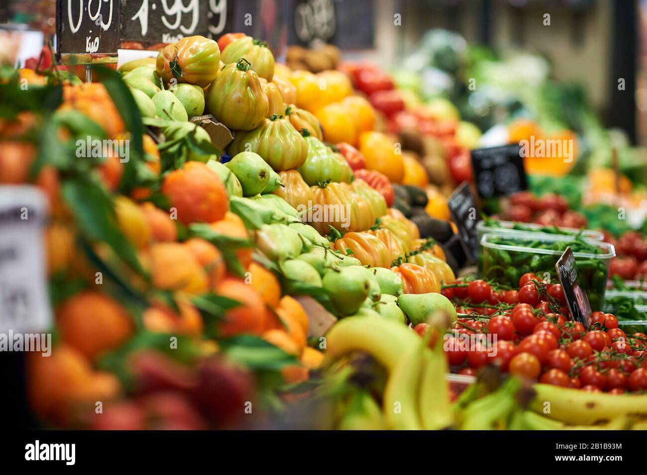 Fruits and vegetables in Spanish market hall Stock Photo Alamy