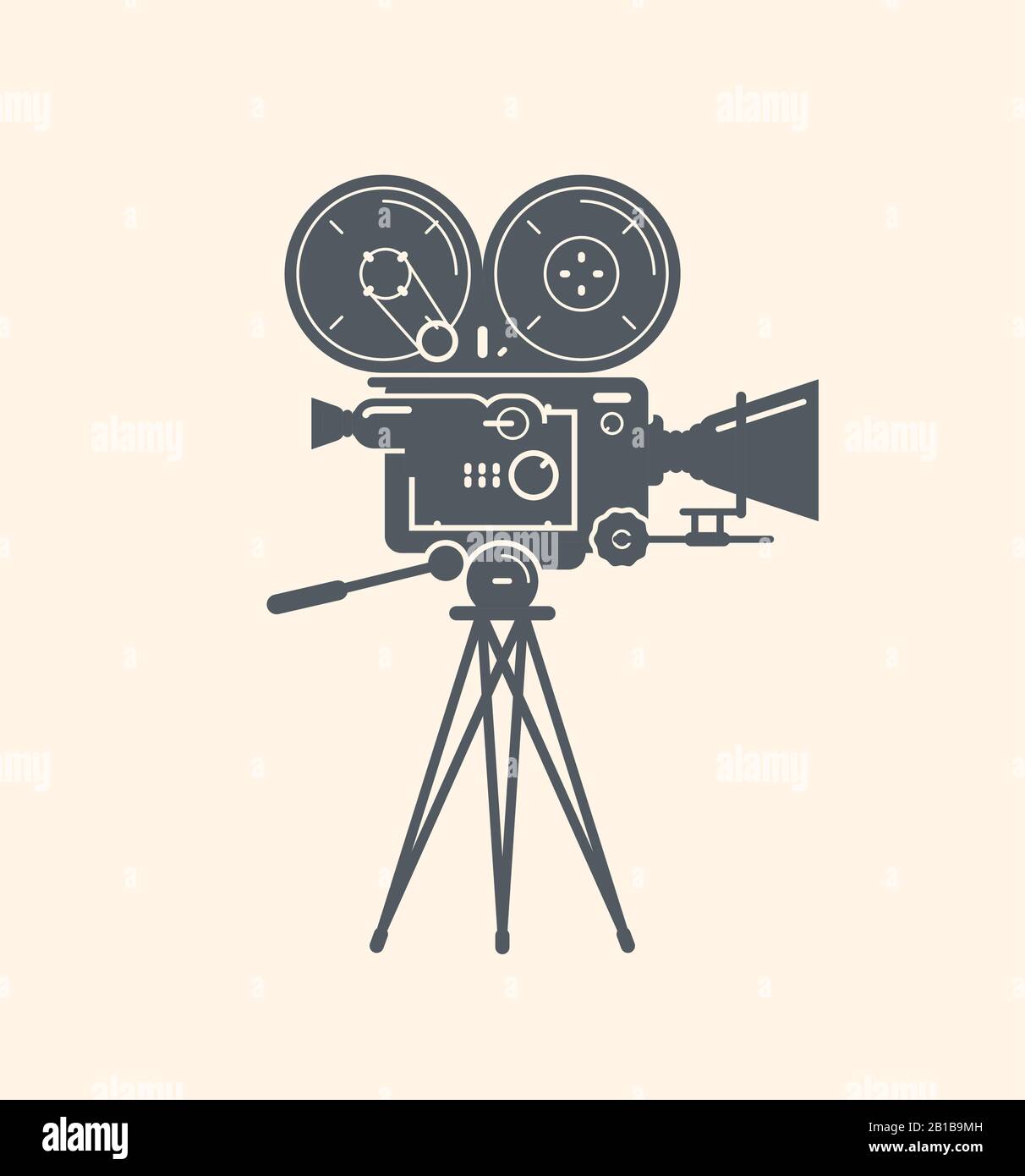 Old movie camera. Filming, cinema, video symbol. Vector illustration Stock Vector
