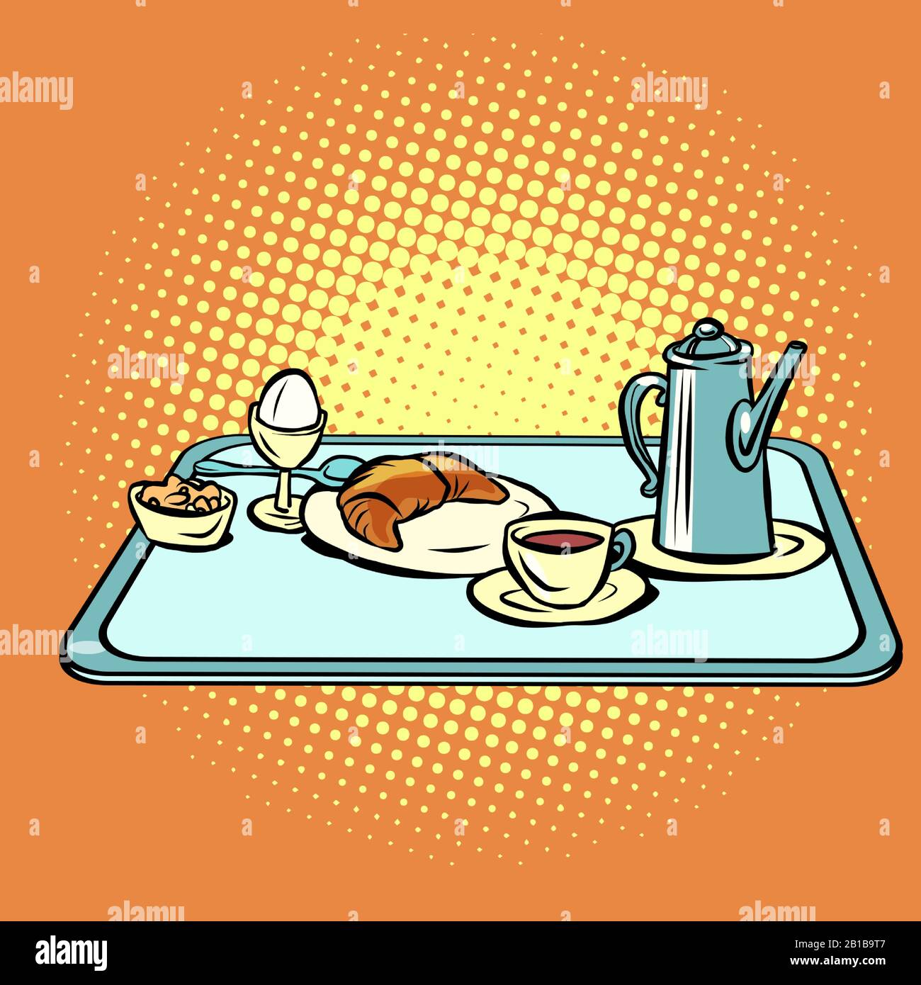 continental Breakfast on a tray Stock Vector