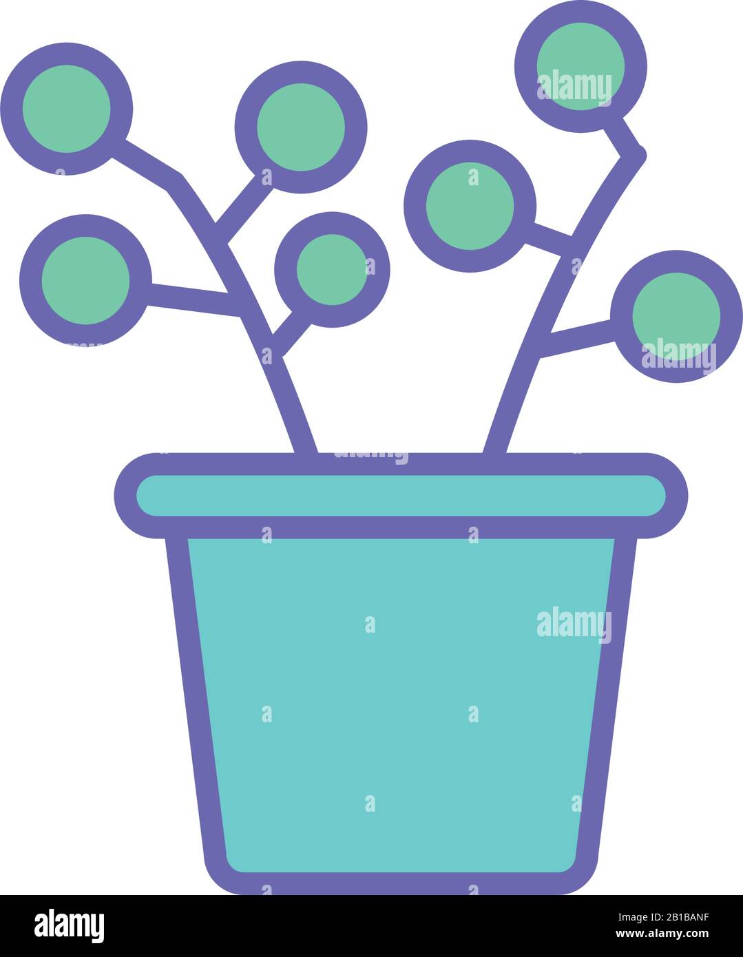 Isolated plant inside pot line and fill style icon vector design Stock ...