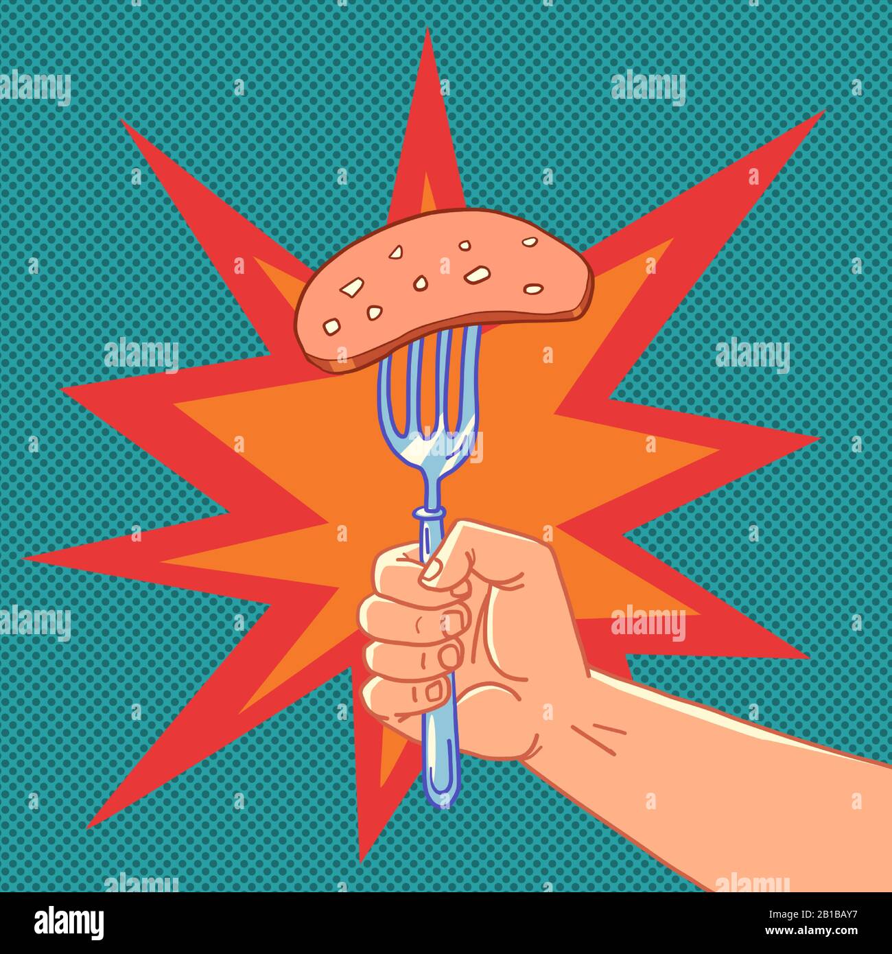 a piece of sausage, meat appetizer Stock Vector