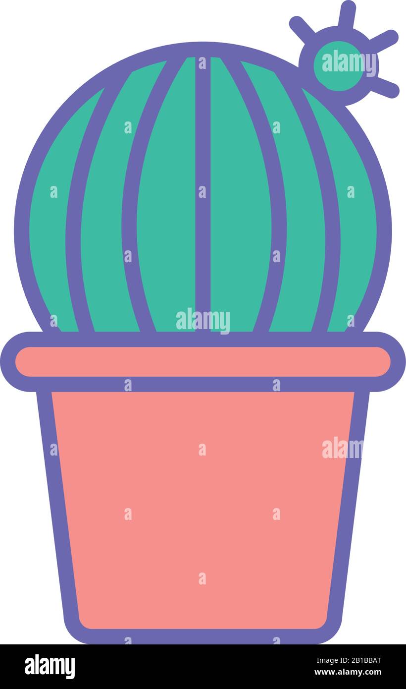 Isolated cactus inside pot line and fill style icon vector design Stock ...