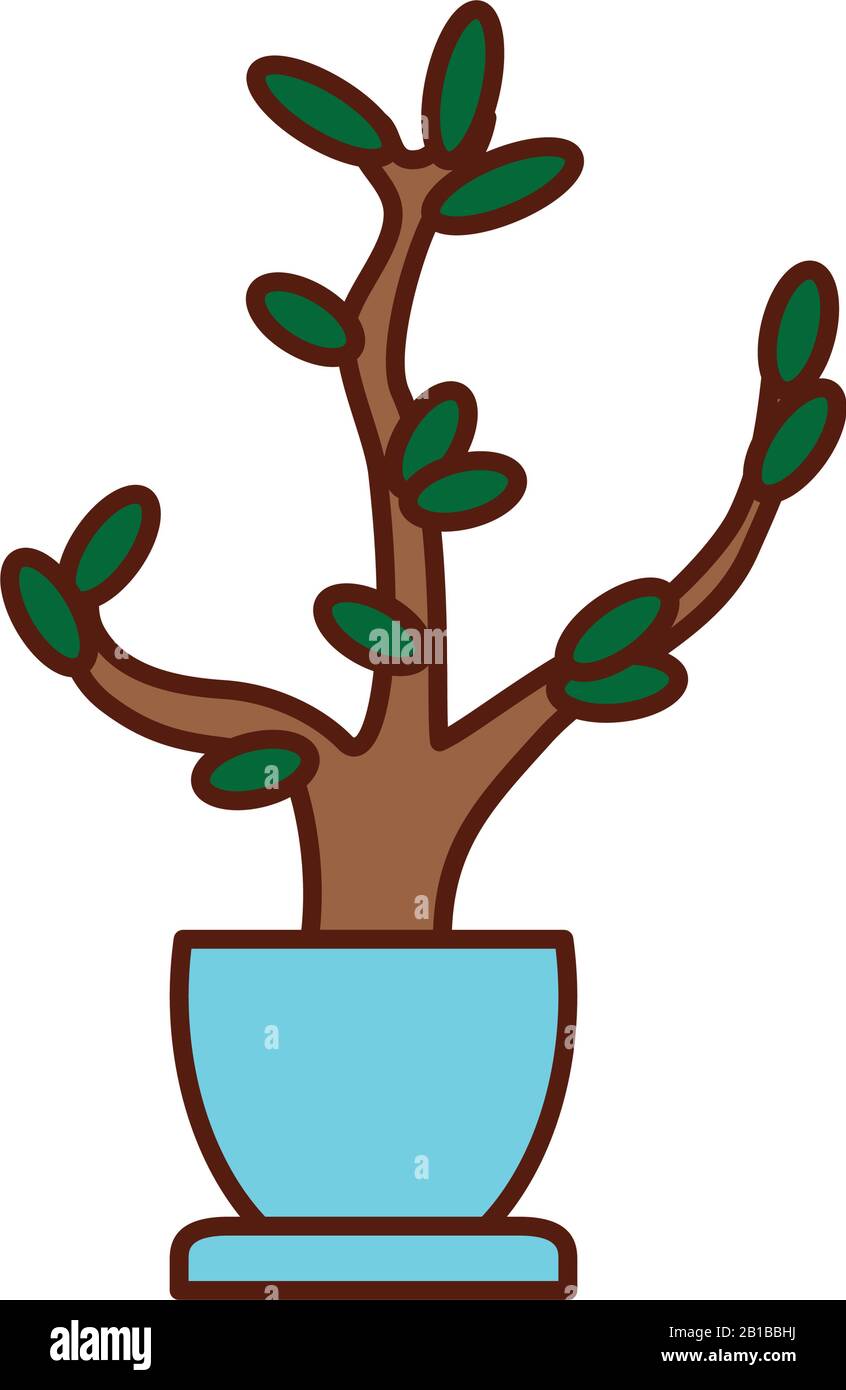 Plant inside pot line and fill style icon design of Floral nature ...