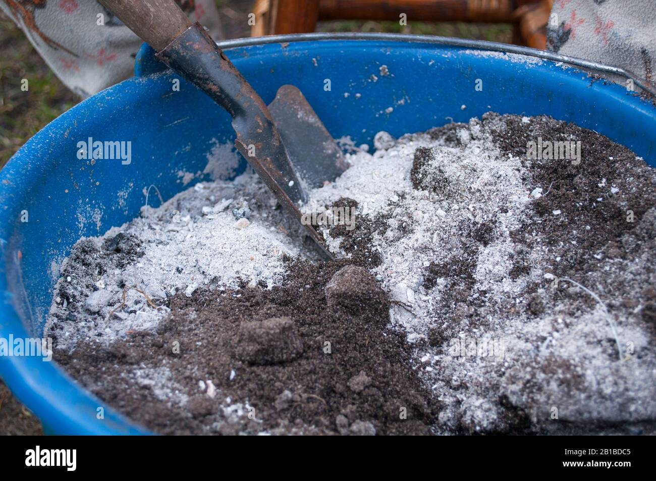 preparation and fertilization of soil before sowing of seeds. Pictured