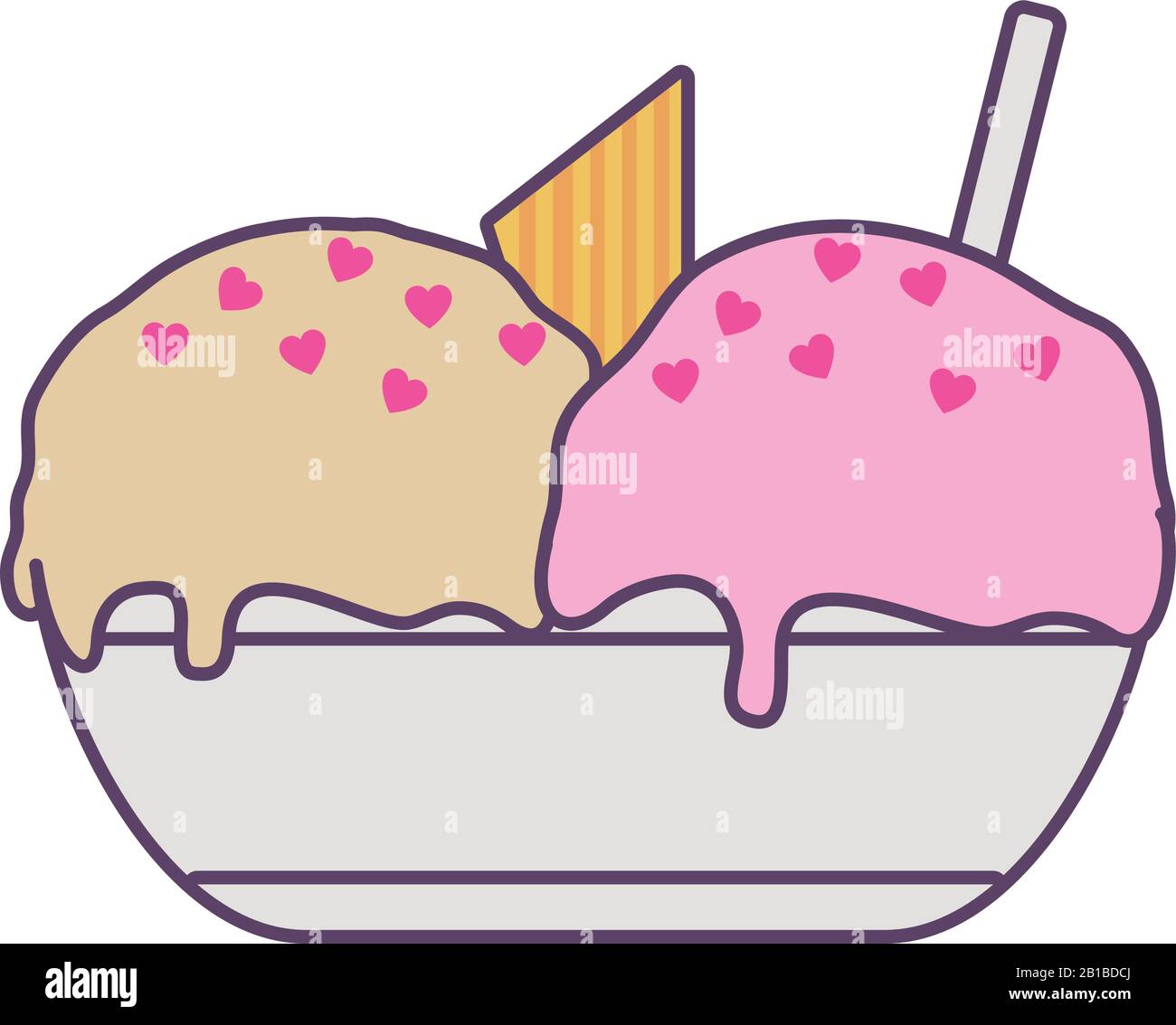 Ice cream line and fill style icon flat style icon design, Sweet ...