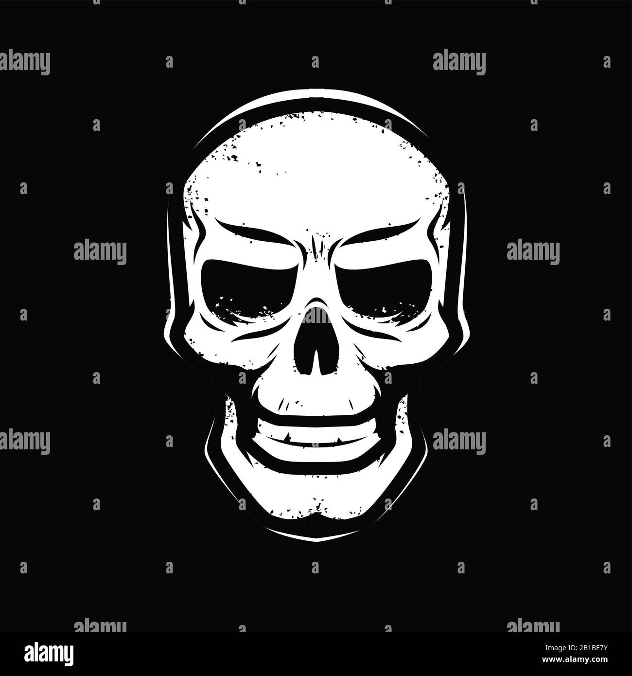 Angry skull. Zombie, death, skeleton symbol. Vector illustration Stock Vector