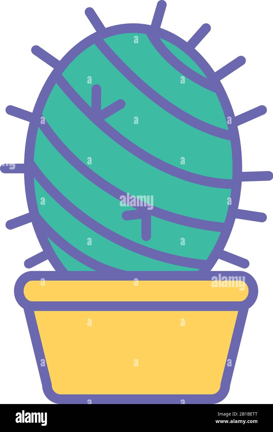 Isolated cactus inside pot line and fill style icon vector design Stock ...