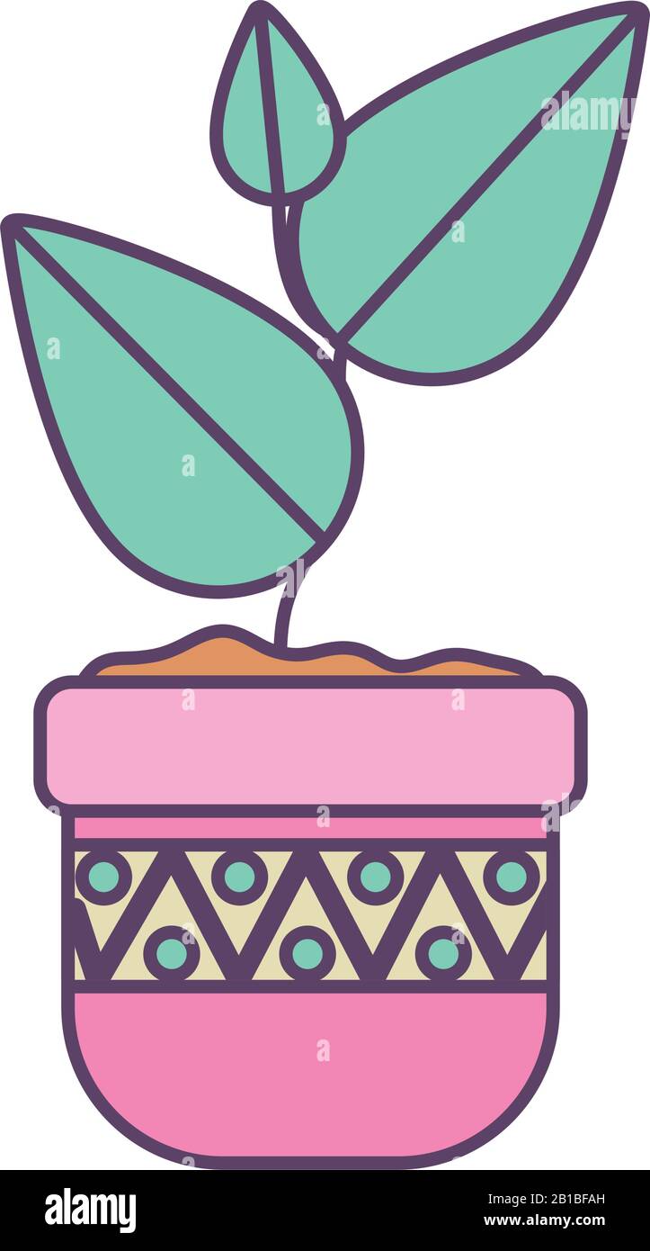 Plant inside pot line and fill style icon design of Floral nature ...