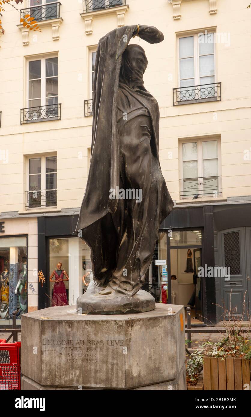 The Man with the raised arm sculptor by Olivier Brice Paris France Stock  Photo - Alamy