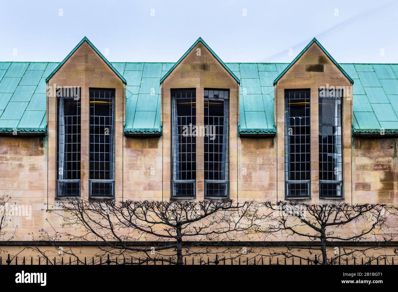 The Upper Hall Emmanuel College Cambridge University. Extension to the main entrance building, architect Robert Hurd, 1959. Scottish Lowlands style. Stock Photo