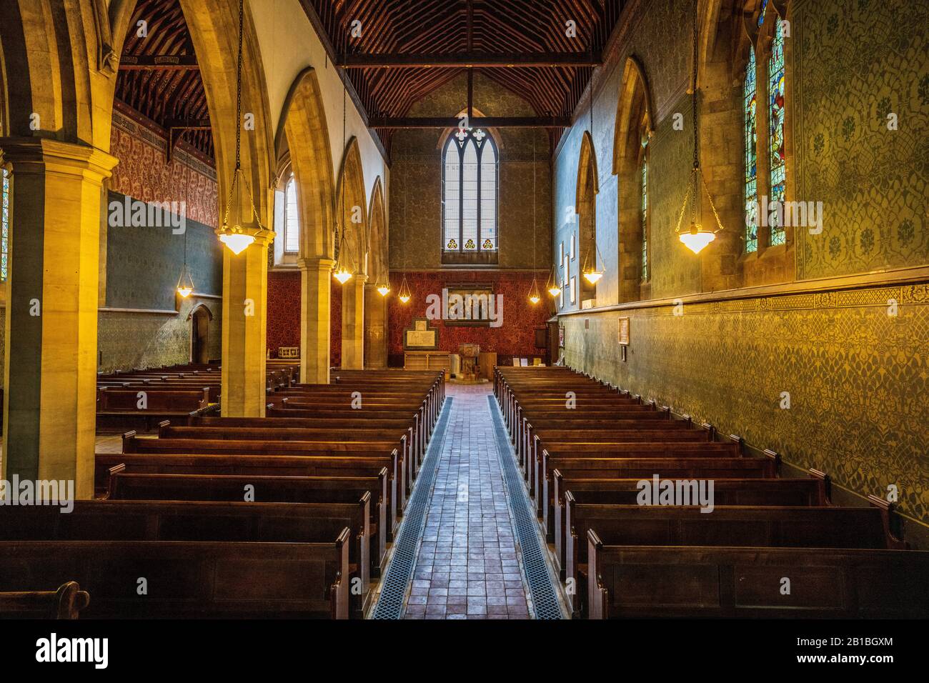 All Saints Arts and Crafts Church Cambridge. The interior of All Saints Church in Cambridge is decorated in Arts & Crafts style. Arch. George Bodley. Stock Photo