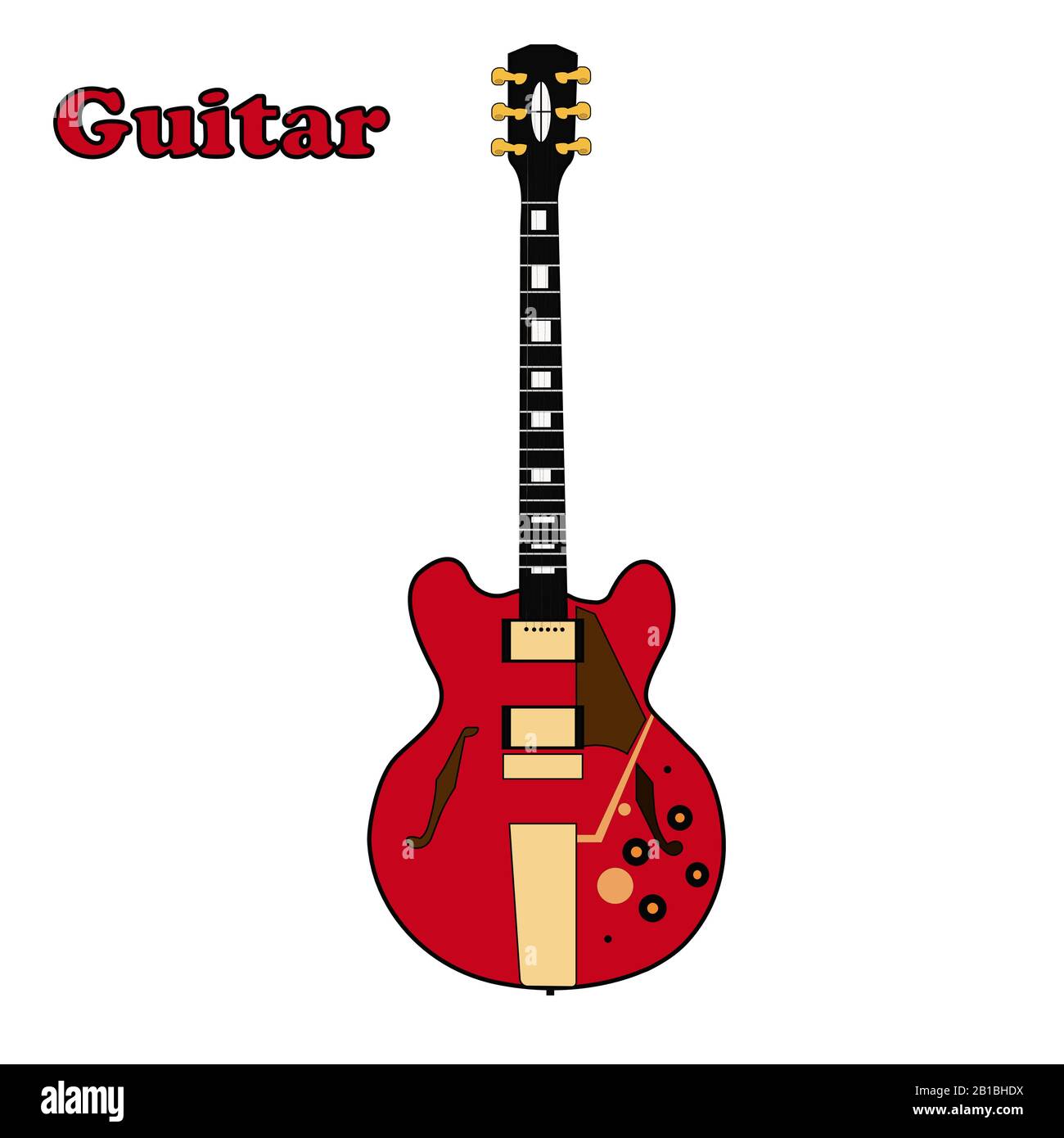 Classic guitar icon in linear style. Vector illustration Stock Vector