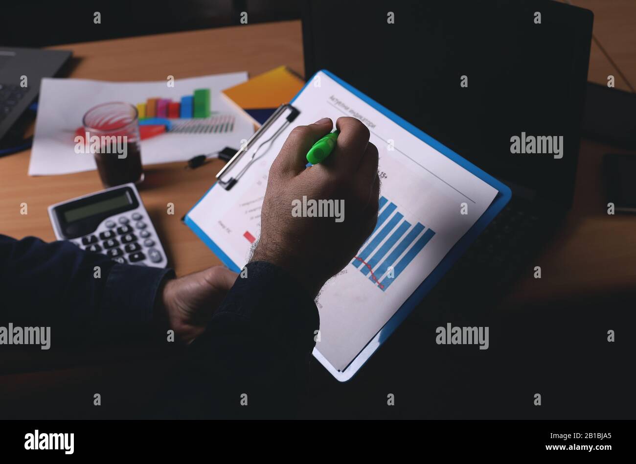 Businessman working with documents in office Stock Photo
