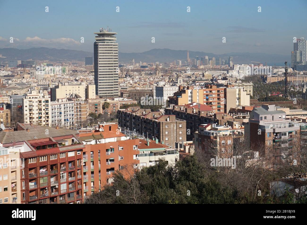 View from Montjuic, Barcelona, Spain Stock Photo
