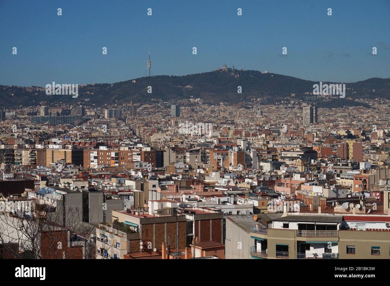 View from Montjuic, Barcelona, Spain Stock Photo
