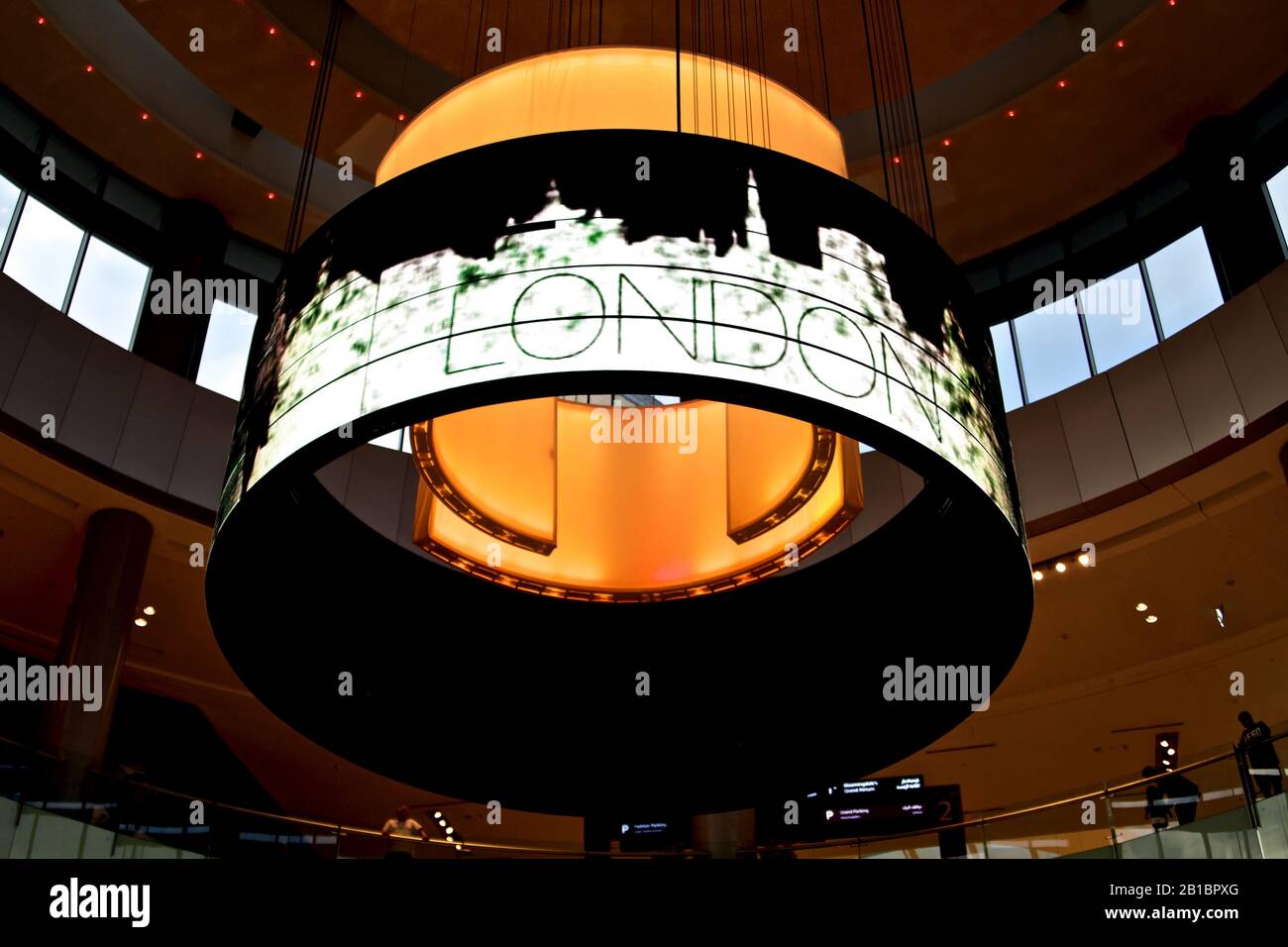 Dubai-Led circular chandelier inside Dubai mall showing London Stock Photo