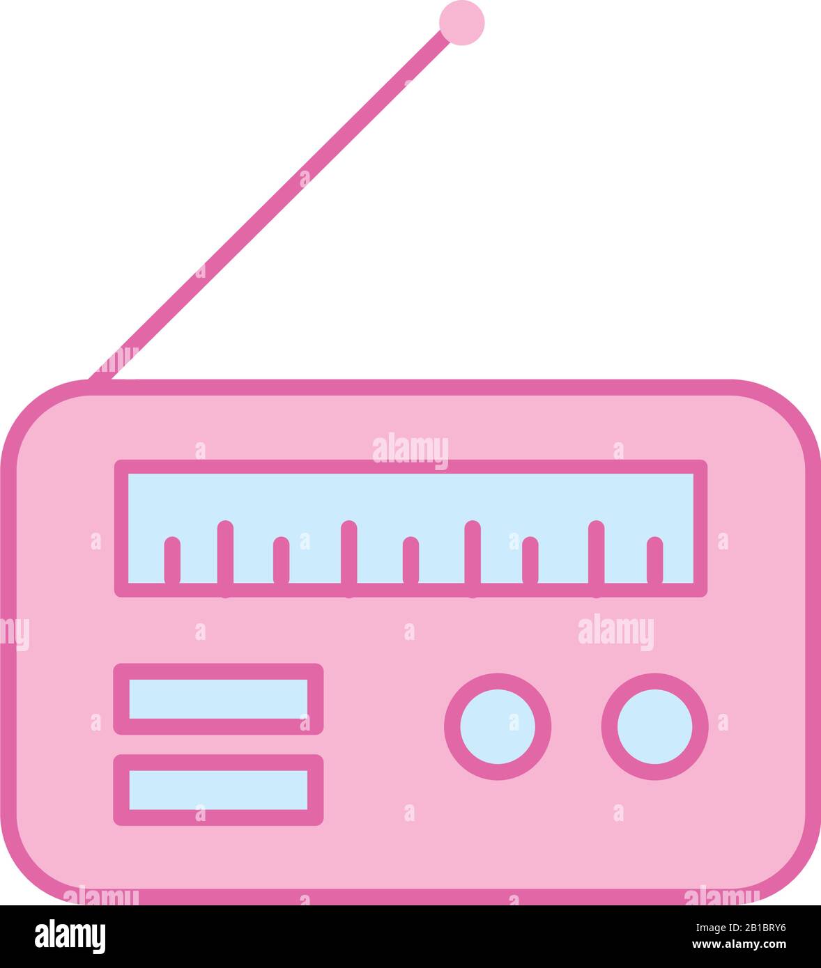 retro radio neon line and fill style icon design, Music sound melody ...