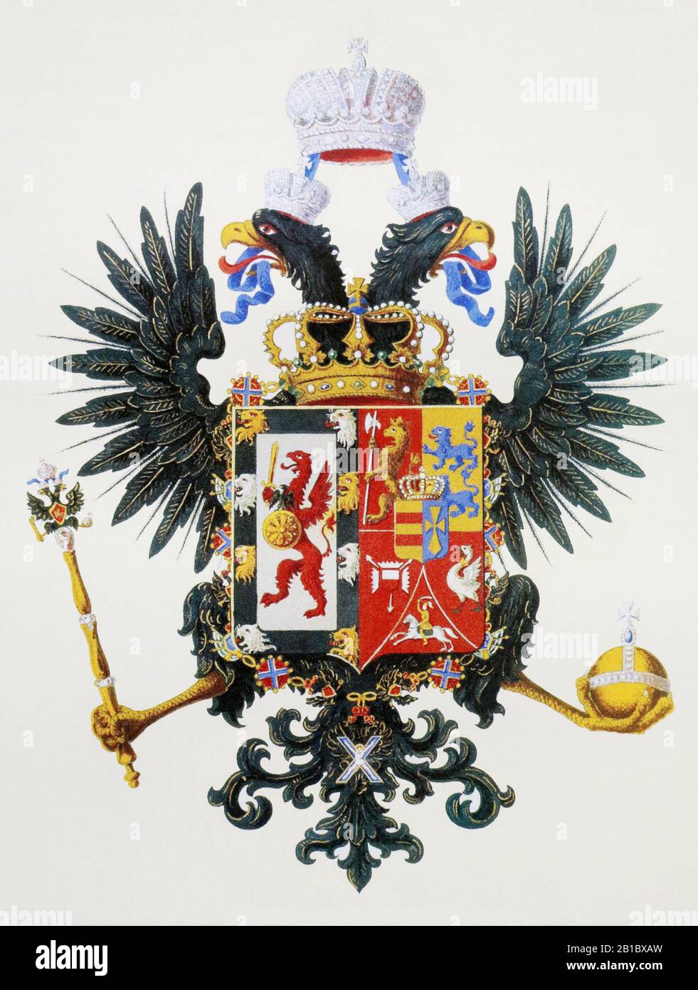 Why are there imperial crowns in the current Russian coat of arms even  though Russia is a republic? Other former European monarchies usually keep  the same arms but take out the royal