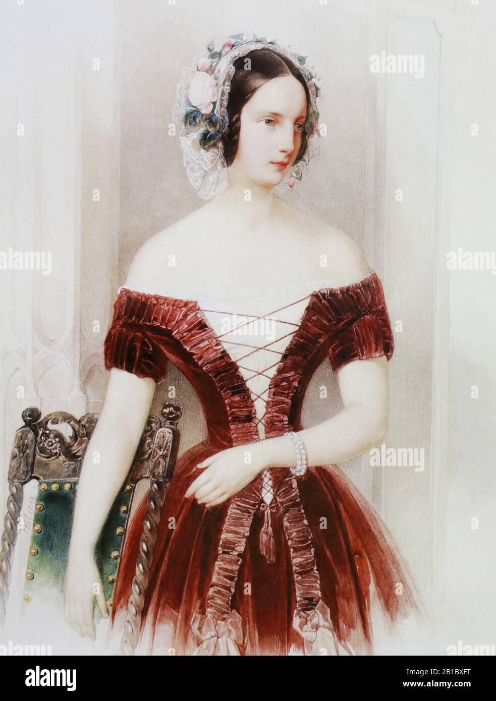 Grand Duchess Alexandra Nikolaevna is the daughter of the Russian Emperor Nicholas I Pavlovich. The painting of the 19th century. Stock Photo