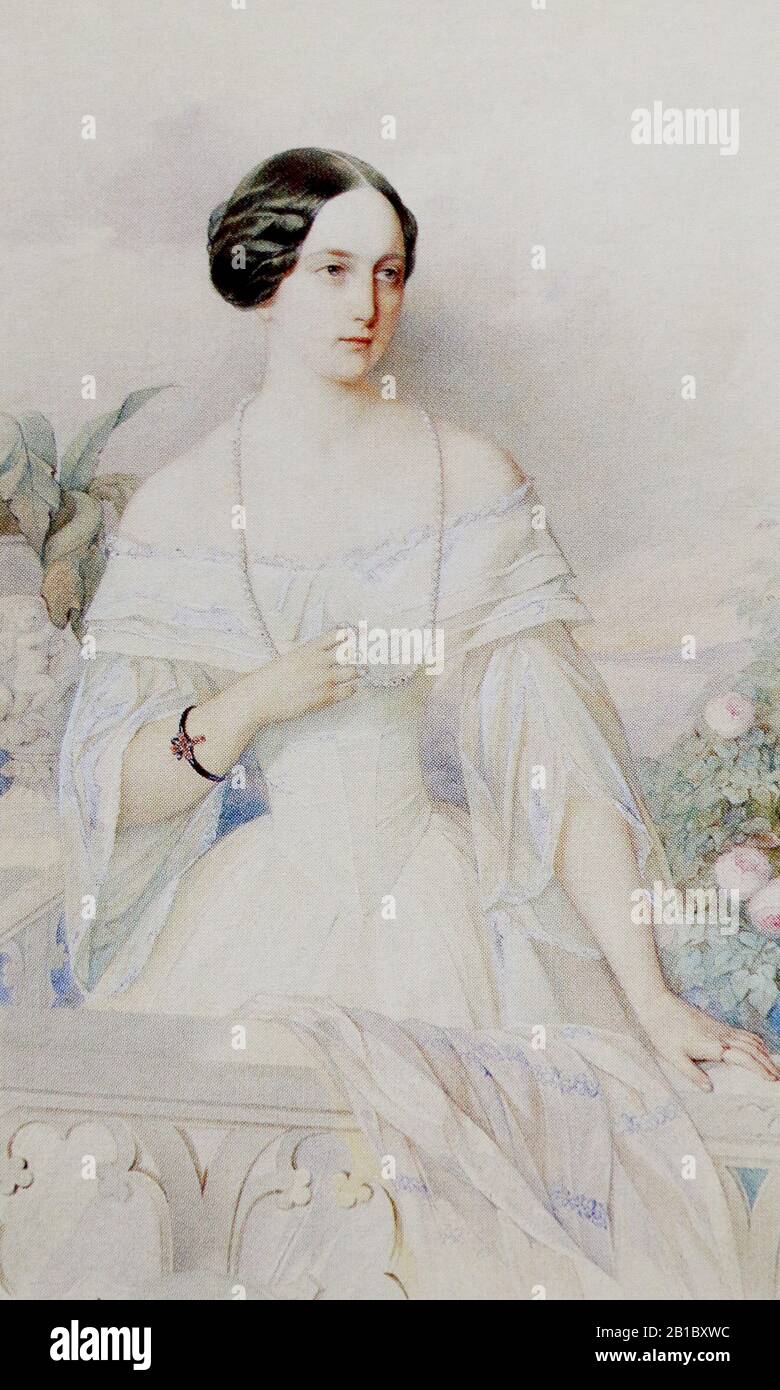 Grand Duchess Olga Nikolaevna - daughter of the Russian Emperor Nicholas II. The painting of the 19th century. Stock Photo