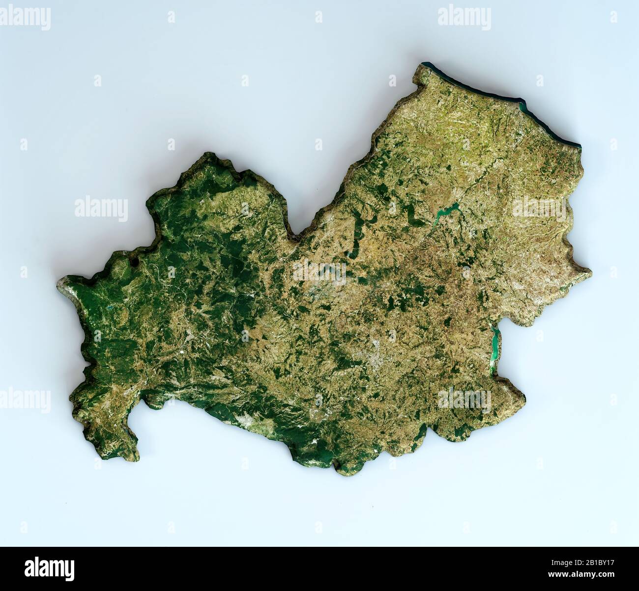 Satellite view of the Molise region. Italy. 3d render. Physical map of Molise, plains, mountains, lakes, mountain range of the Apennines Stock Photo