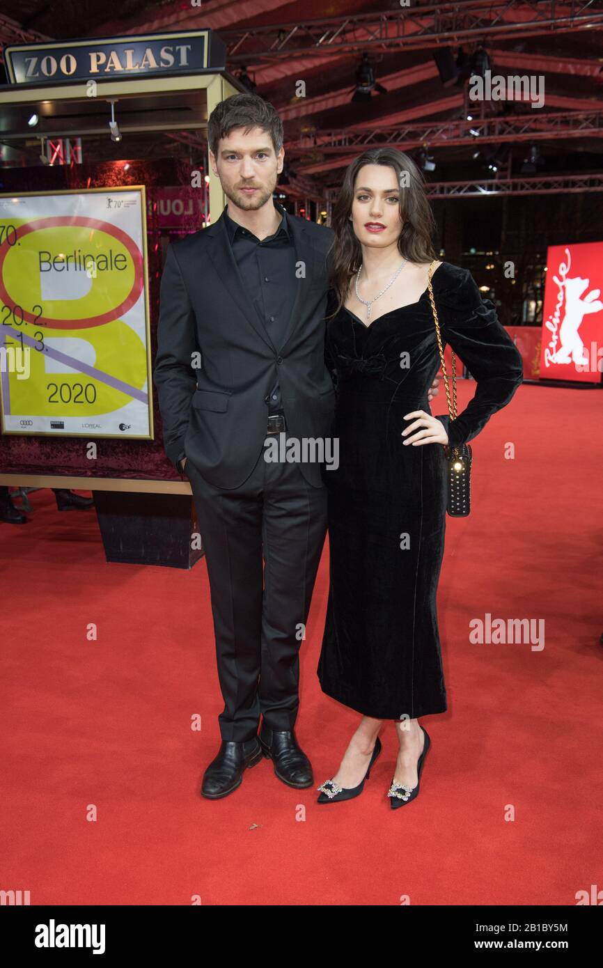 Berlin, Germany. 24th Feb, 2020. 70th Berlinale, Premiere, Berlinale Series, 'Freud': The actors Robert Finster and Ella Rumpf. The International Film Festival takes place from 20.02. to 01.03.2020. Credit: Jörg Carstensen/dpa/Alamy Live News Stock Photo