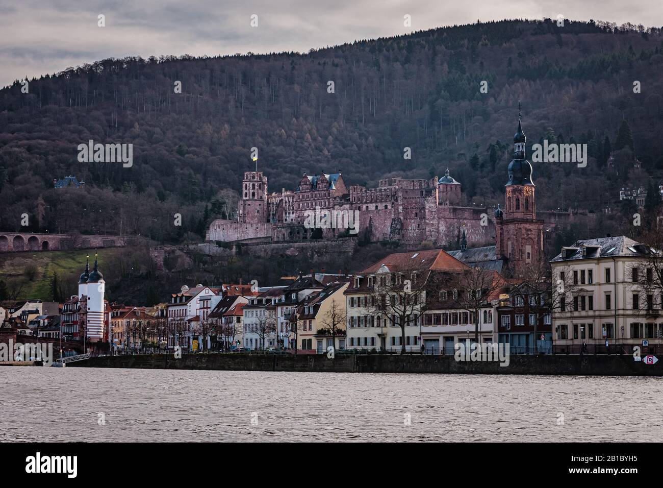 Heidelberg castle and Neckar river Stock Photo