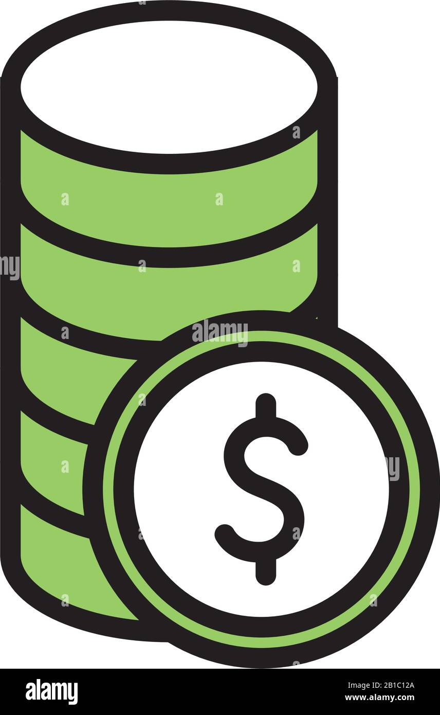 Isolated money coins line and fill style icon vector design Stock ...
