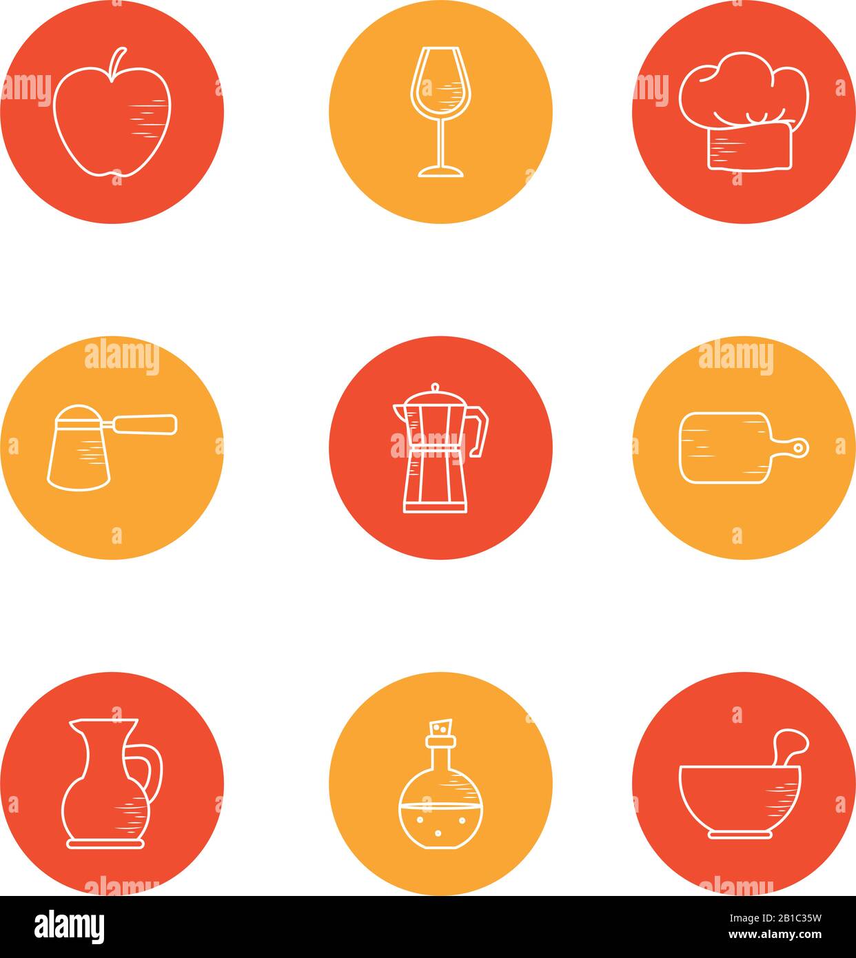 block style icon set design, Cook kitchen Eat food restaurant home menu ...