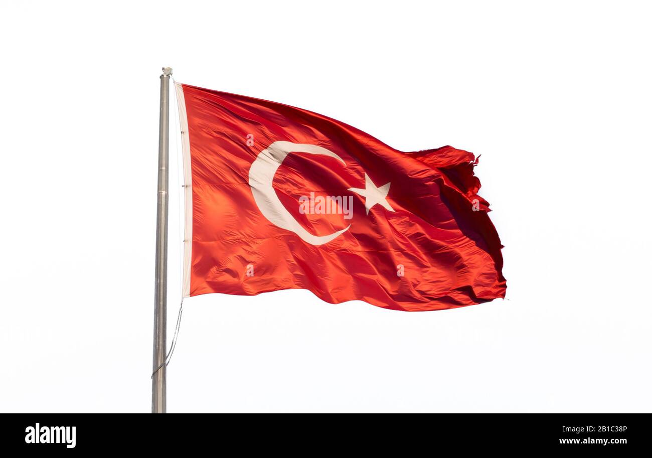 turkish flag and isolated white background Stock Photo Alamy