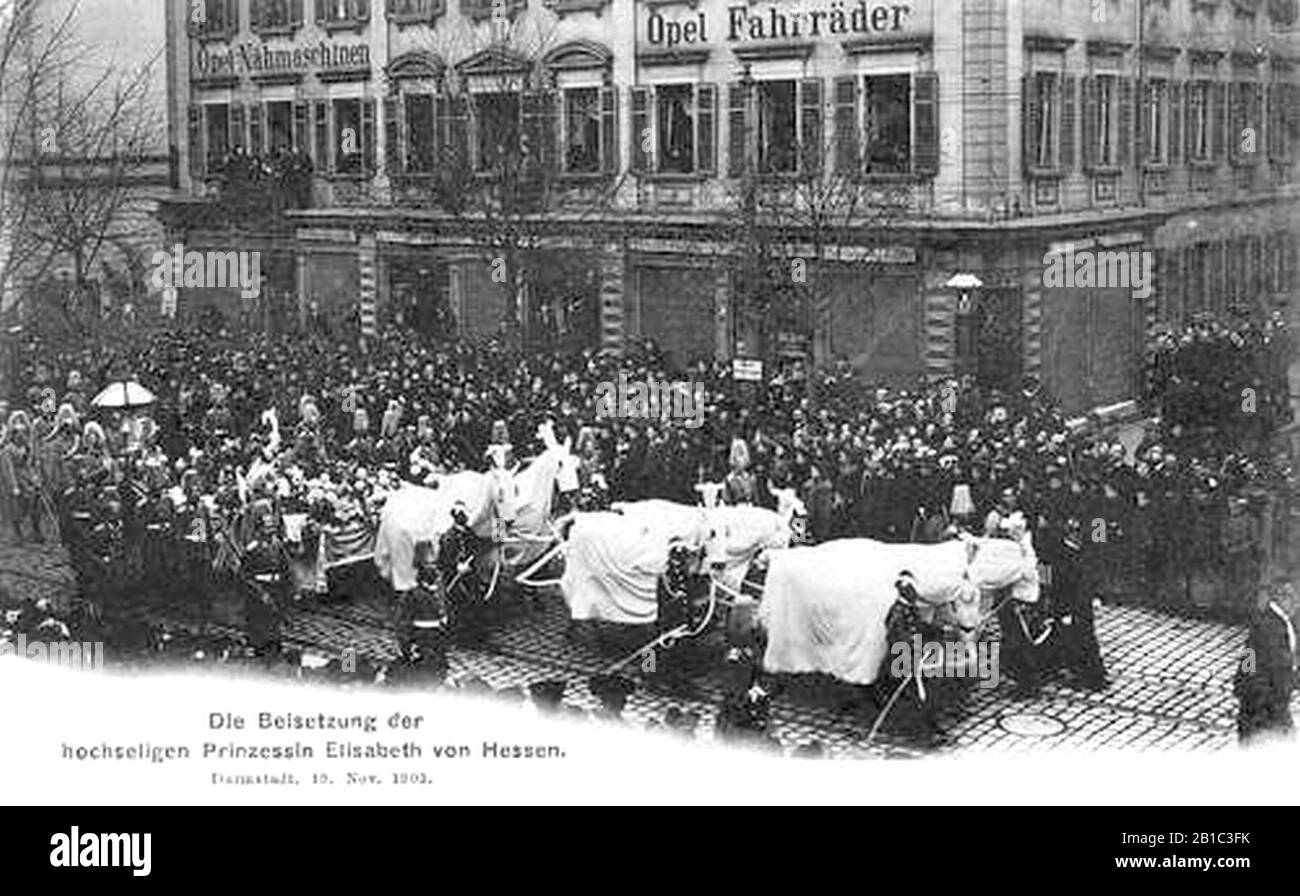 Funeral procession of Princess Elisabeth of Hesse and by Rhine. Stock Photo