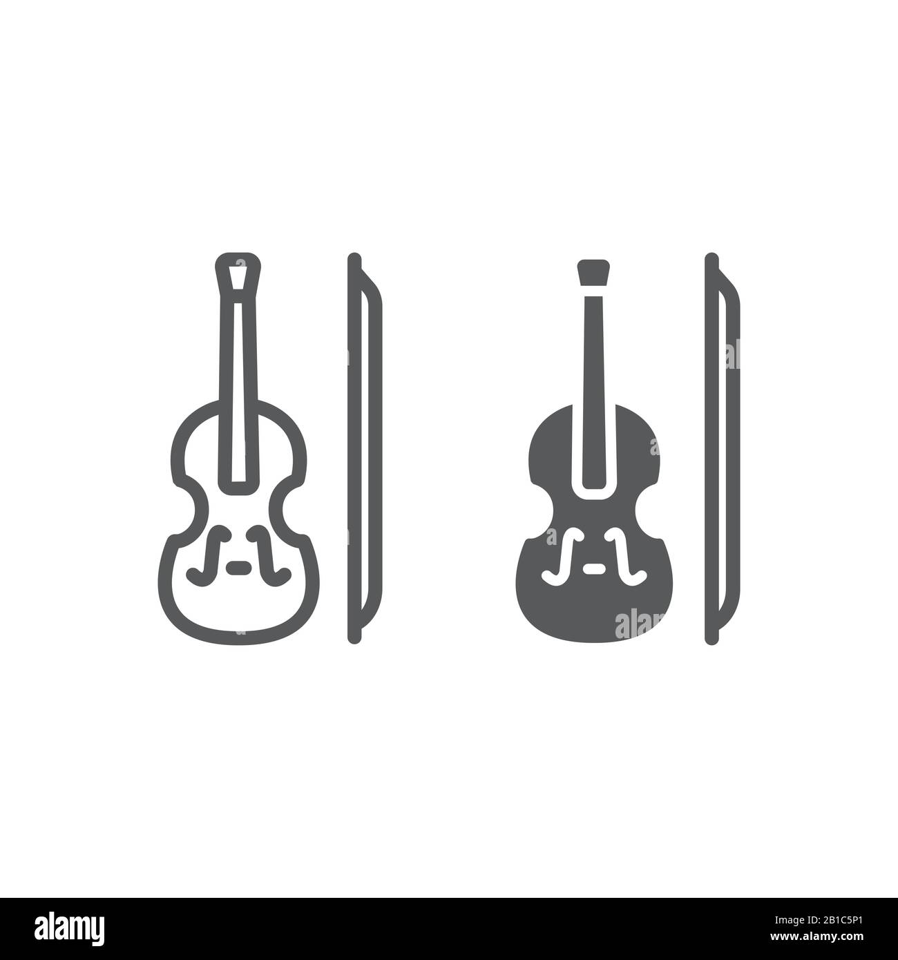 Violin line and glyph icon, st patrick s day and music, classical ...