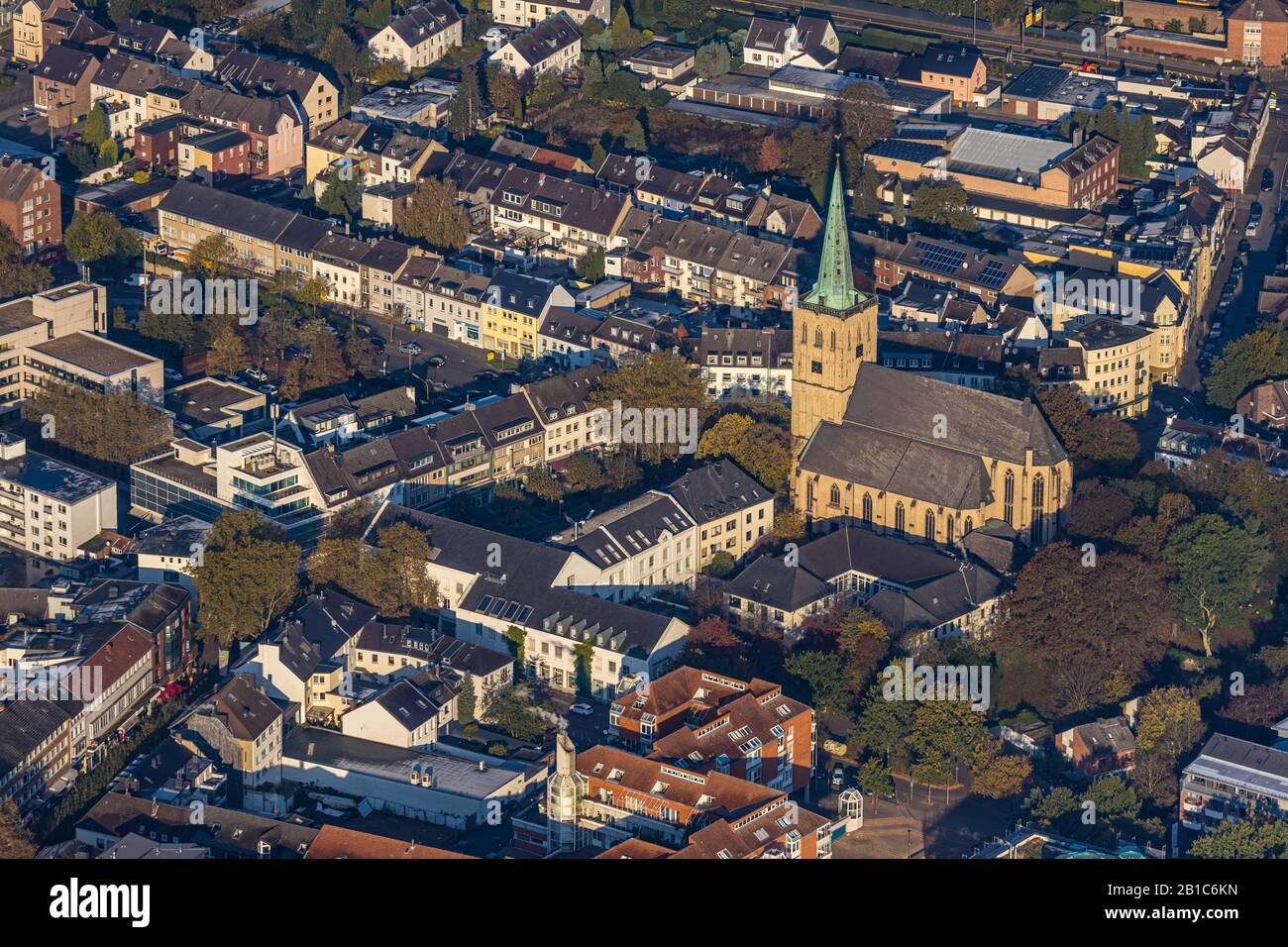 aerial view, city centre view, evang. cross church Viersen, Hauptstraße, Viersen, Niederrhein, North Rhine-Westphalia, Germany, DE, Europe, religious Stock Photo