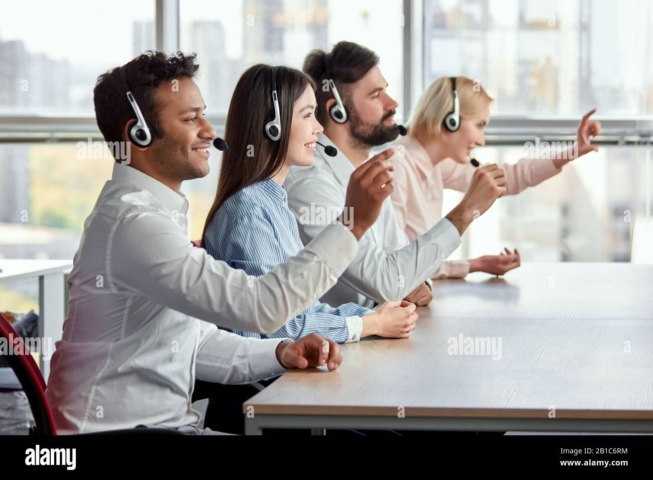 Working with invisible imaginary screen, resizing and swiping. Stock Photo