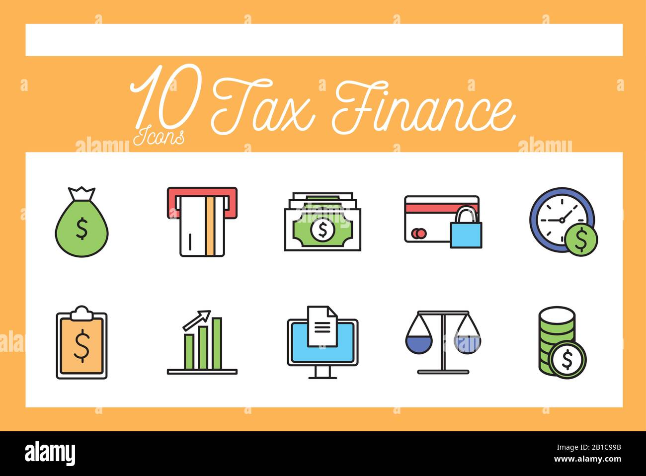 Isolated 1o money line and fill style icon set vector design Stock ...