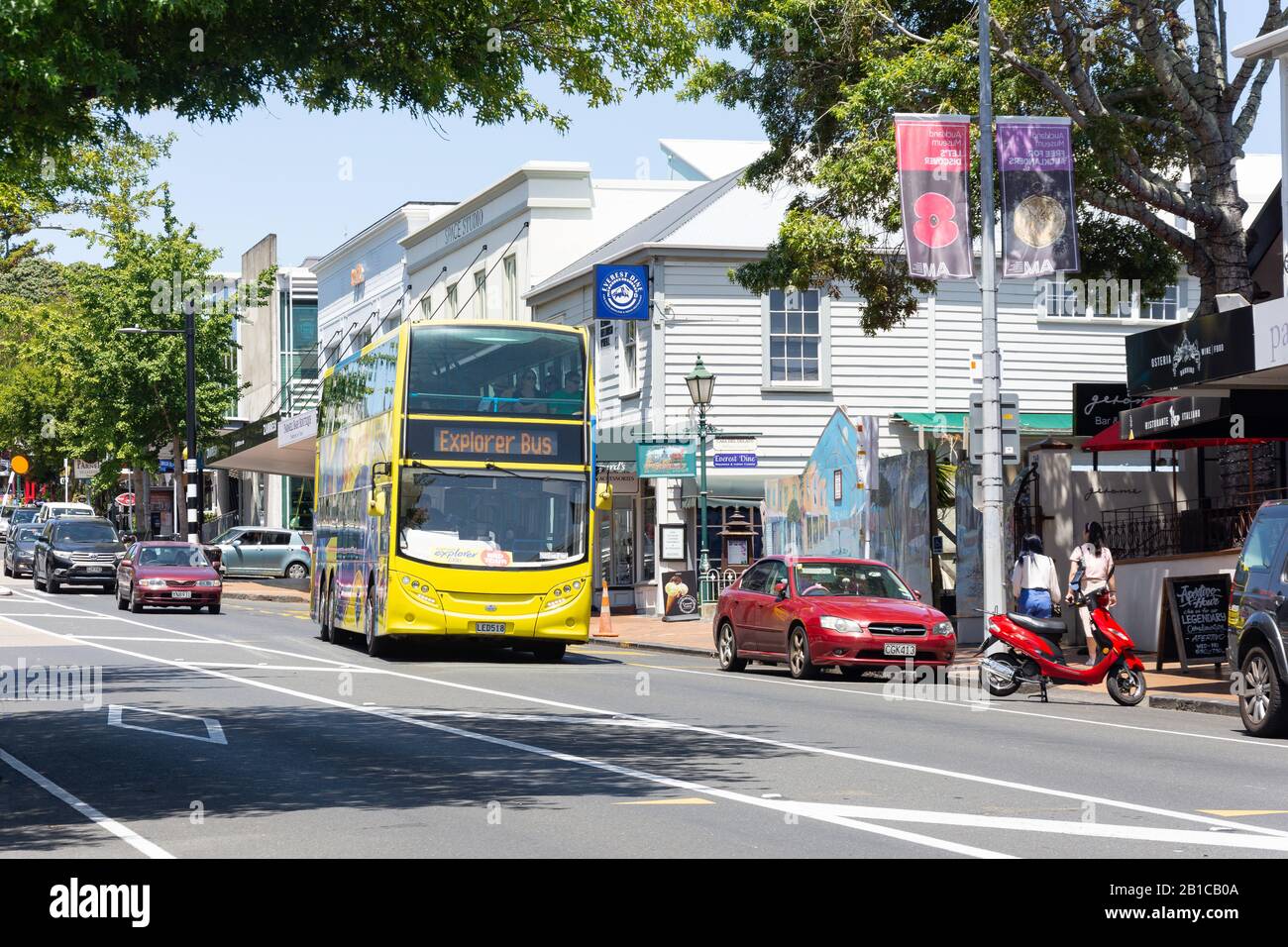 City sightseeing bus on Parnell Road, Parnell, Auckland, Auckland Region, New Zealand Stock Photo