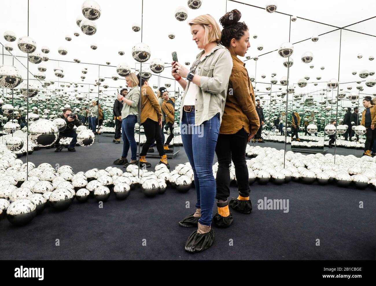 Chicago, USA. 23rd Feb, 2020. Visitors take a selfie inside the