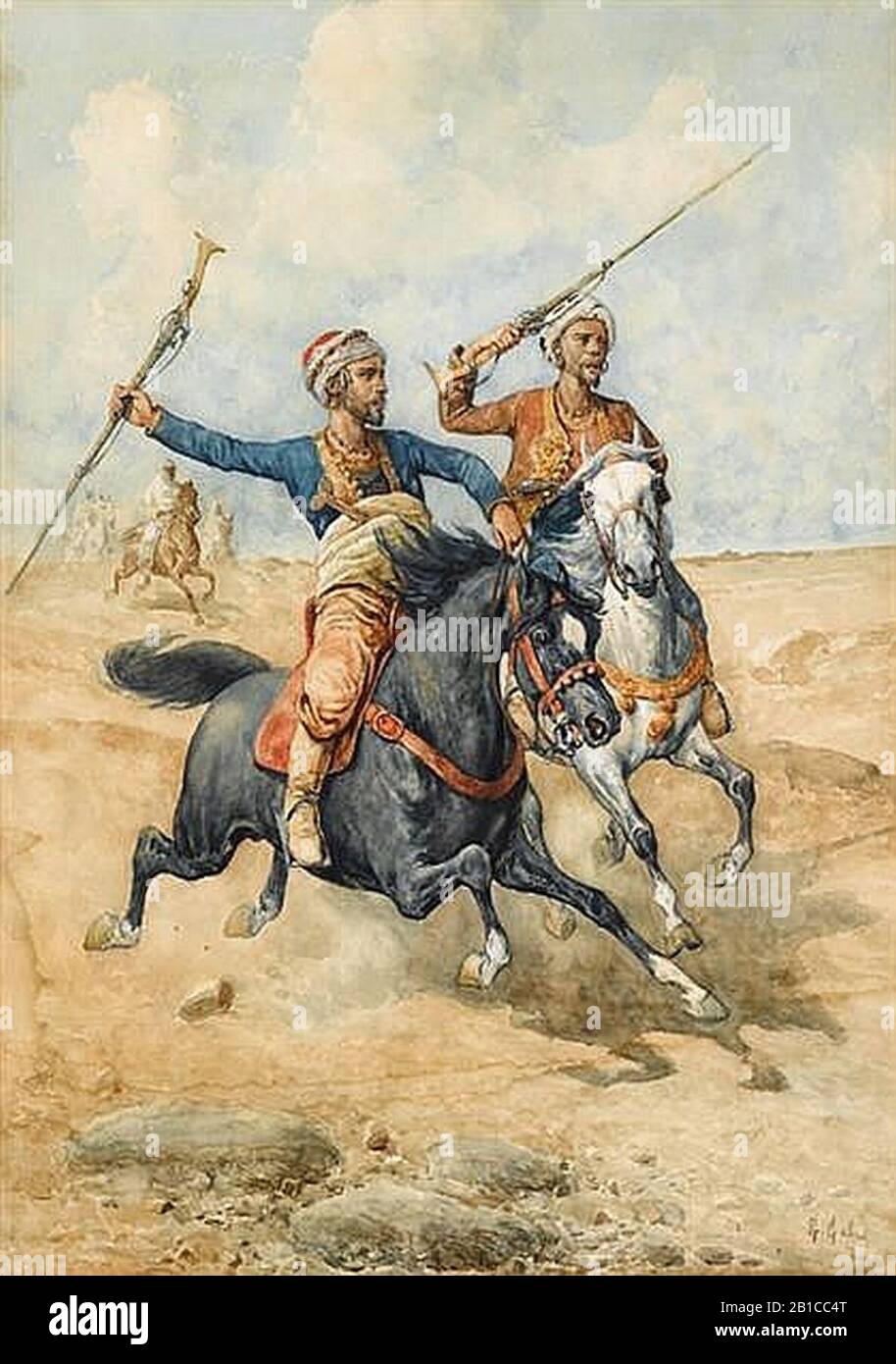 Gabani-giuseppe-1846-1900-ital-arab-horsemen. Stock Photo