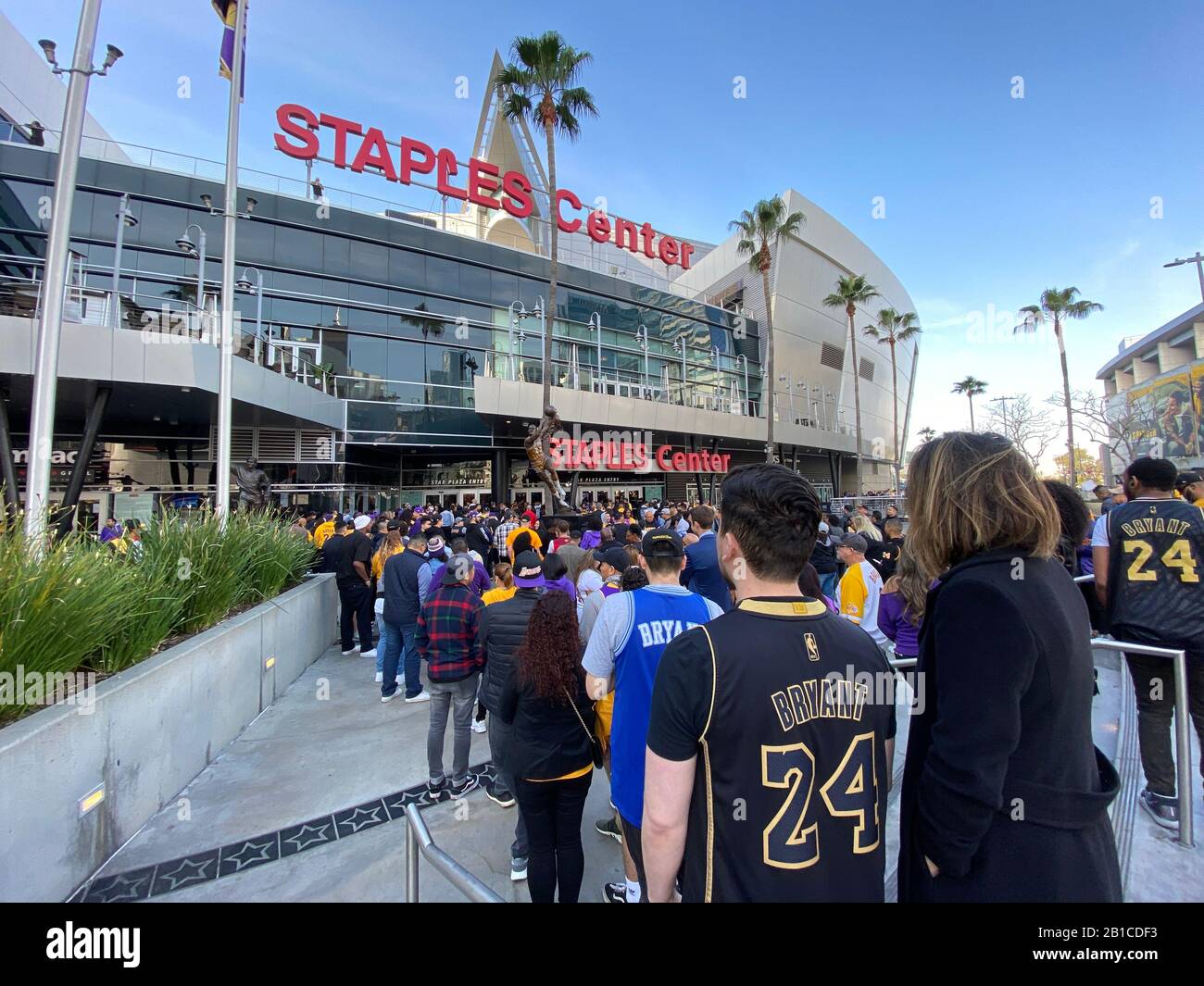 Los Angeles, USA. 24th Feb, 2020. A Celebration of Life Memorial at Staples Center. Twenty thousand people attended the memorial event to honor L.A. Laker Kobe Bryant and 8 others who perished with him in a helicopter crash. 2/24/2020 Los Angeles, CA USA (Photo by Ted Soqui/SIPA USA) Credit: Sipa USA/Alamy Live News Stock Photo